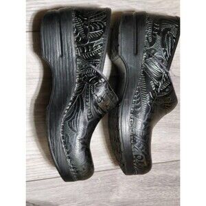 Dansko Clogs Mules Slip on Shoes Black Silver EU size 38 US size 8